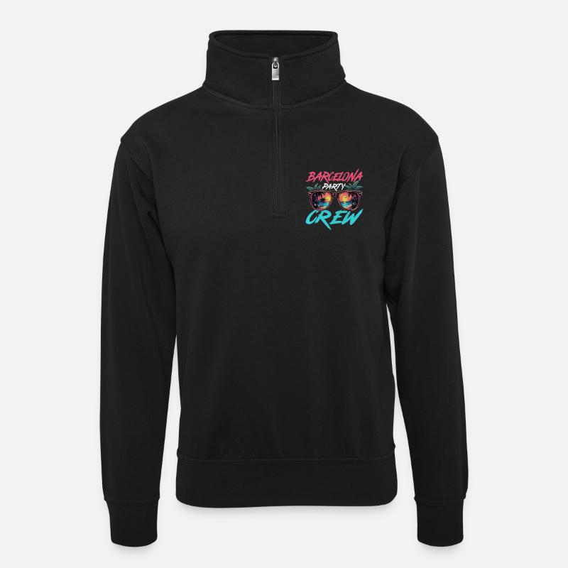Barcelone Party Crew - Sweat col montant zippé unisexe - noir