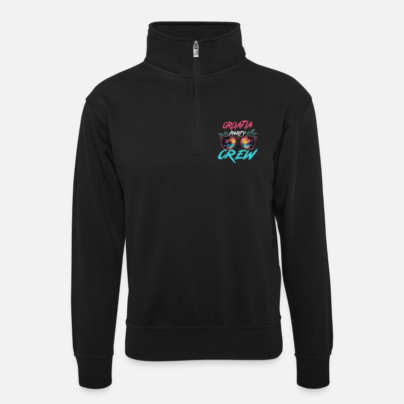 Croatia Party Crew - Unisex Pullover mit Zip-Kragen - Schwarz