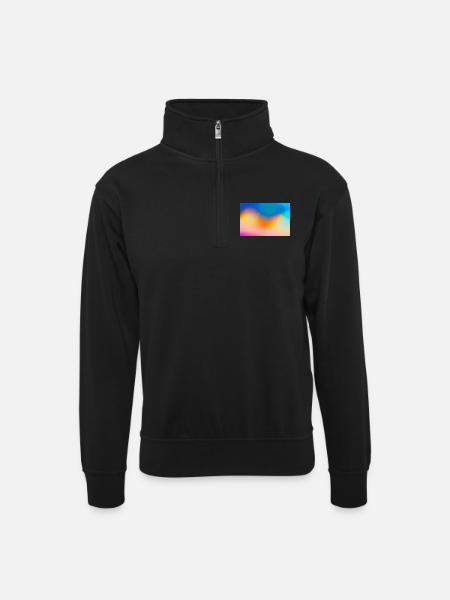 Farbwellen Gradientkulisse - Unisex Pullover mit Zip-Kragen - Schwarz