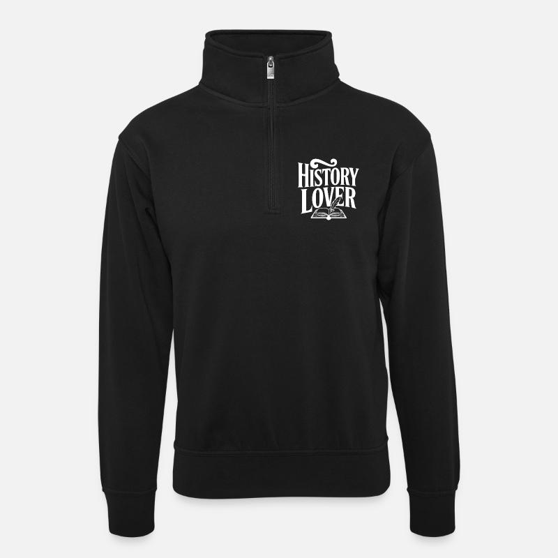 History Lover - Unisex sweater with zip collar - black