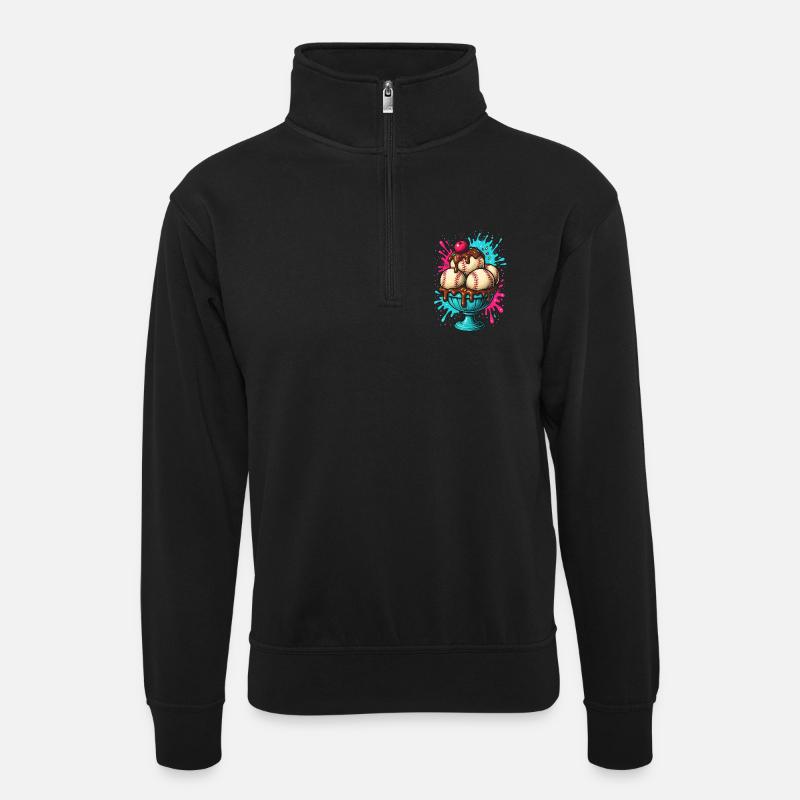 Plaisir Sundae de baseball - Sweat col montant zippé unisexe - noir