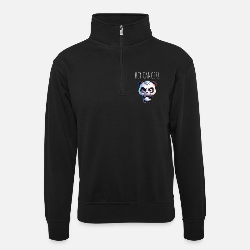 Hey Krebs Wütender Panda - Unisex Pullover mit Zip-Kragen - Schwarz