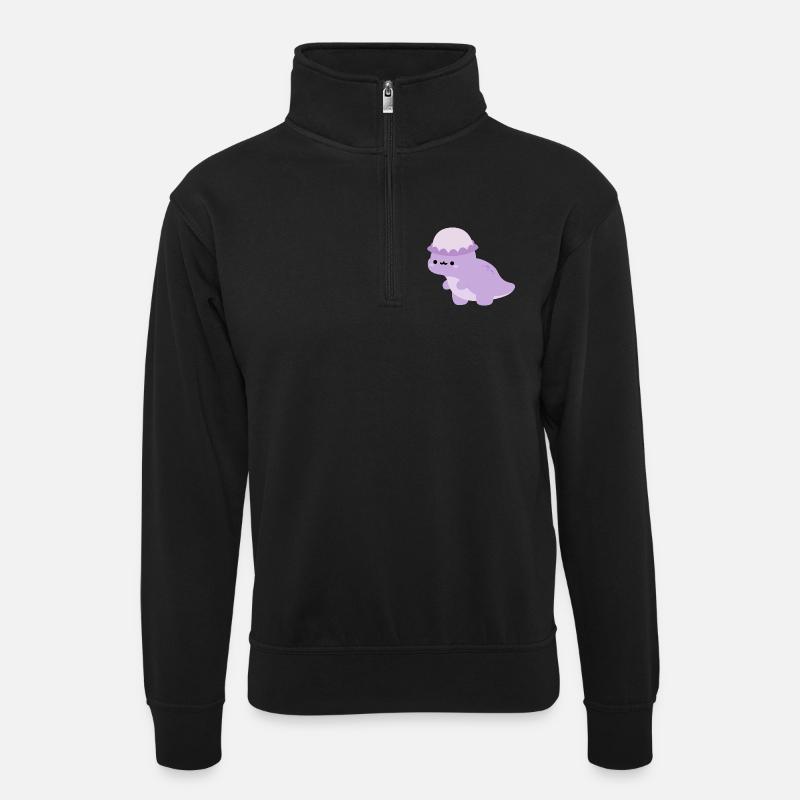 Pachycephalosaurus Dolly - Unisex Pullover mit Zip-Kragen - Schwarz