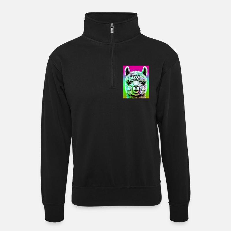 Alpaca - Unisex sweater with zip collar - black