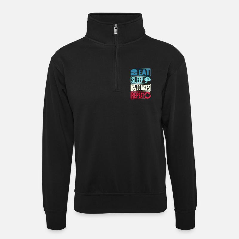 Eat, sleep, control, repeat - Unisex sweater with zip collar - black