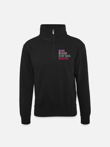EAT. SLEEP. DO TAXES. REPEAT. - Unisex sweater with zip collar - black