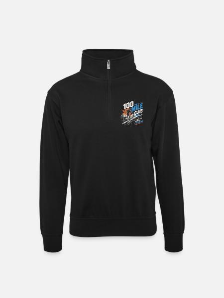 Trailrunning – 100-Meilen-Club - Unisex Pullover mit Zip-Kragen - Schwarz