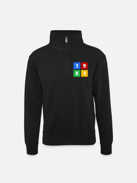 1981 - Sweat col montant zippé unisexe - noir