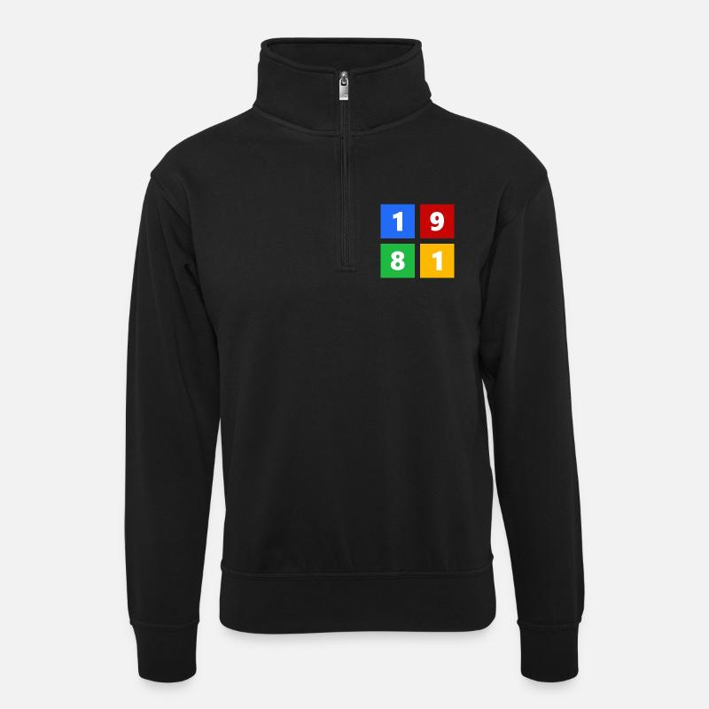 1981 - Sweat col montant zippé unisexe - noir