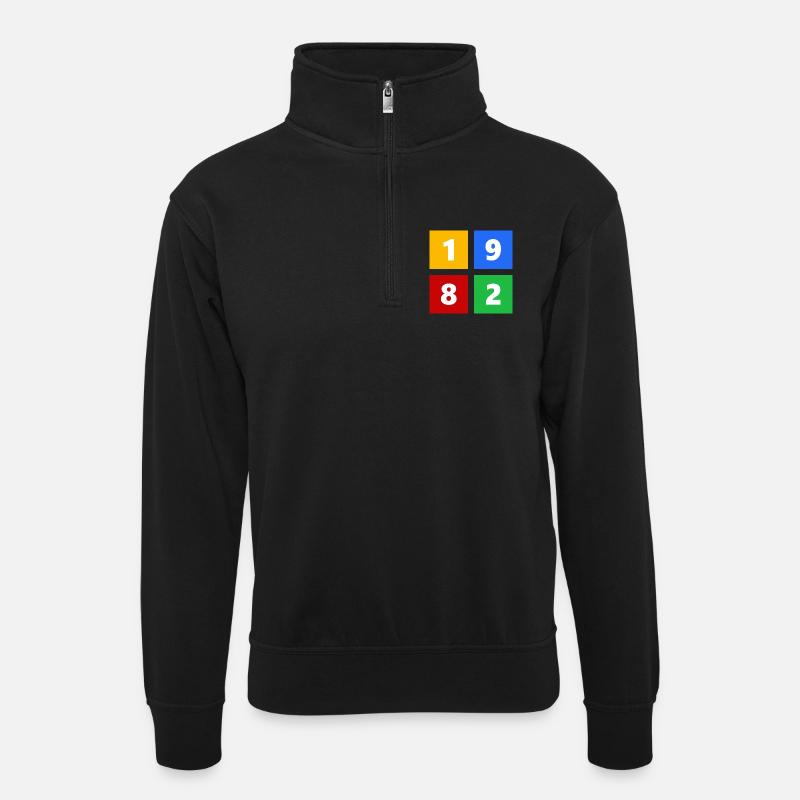 1982 - Unisex sweater with zip collar - black