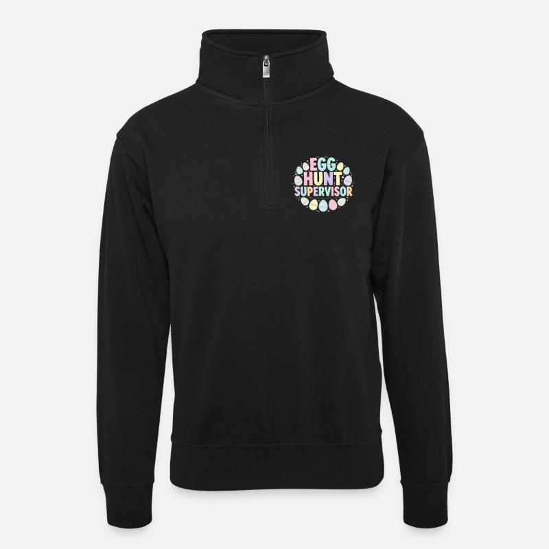 Oster-Eier-Aufseher - Unisex Pullover mit Zip-Kragen - Schwarz