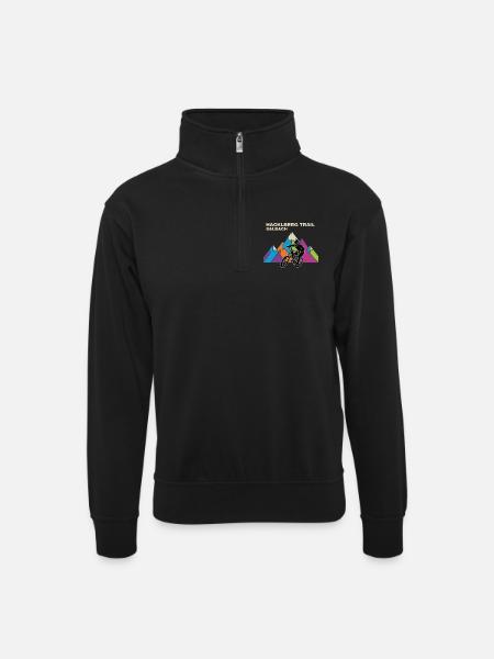 Hacklberg Trail MTB Biker - Unisex Pullover mit Zip-Kragen - Schwarz