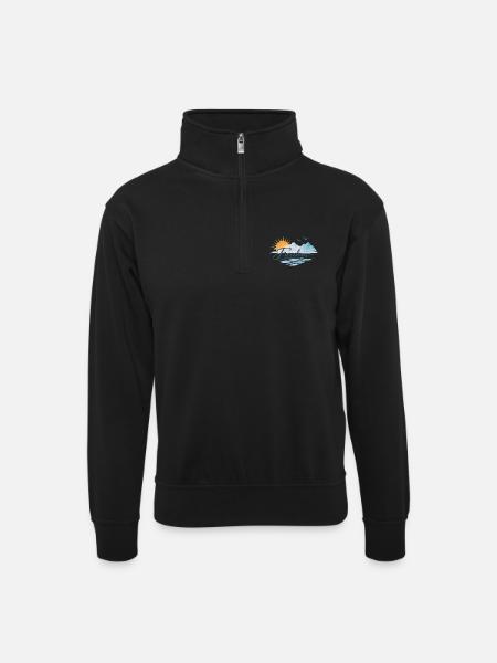 Freedom Horizon Mountain Sunset Design - Unisex sweater with zip collar - black