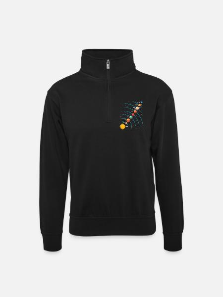Solar System Space Science Astronomy Kids - Unisex sweater with zip collar - black