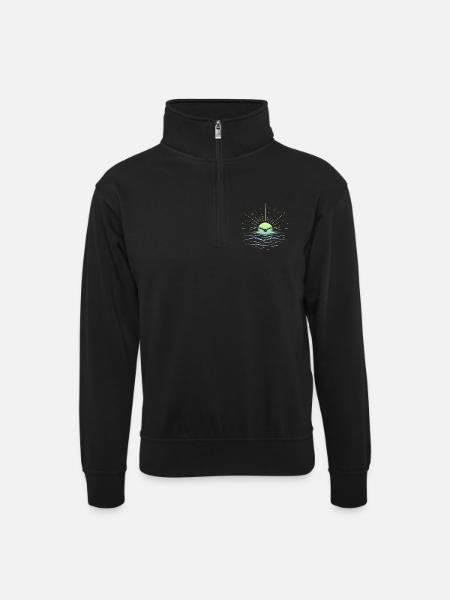 Sunset - Unisex sweater with zip collar - black