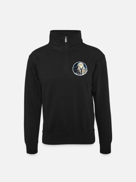 Triad Wolf in the Moonlight - Unisex sweater with zip collar - black