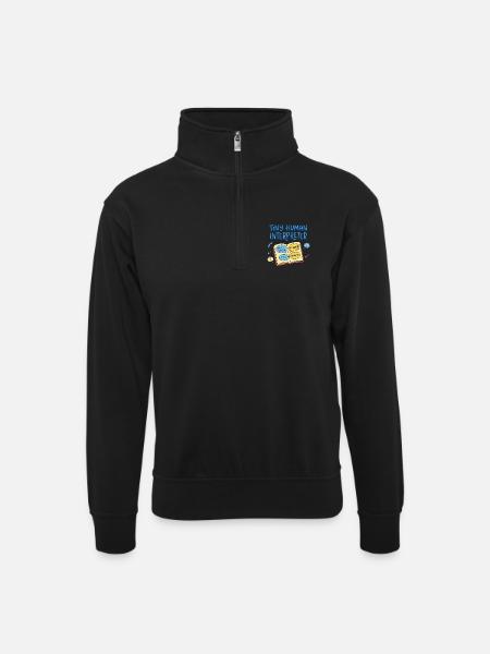 Tiny Human Interpreter - Unisex sweater with zip collar - black
