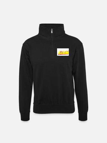 Flame Lines Yellow-Red - Unisex sweater with zip collar - black