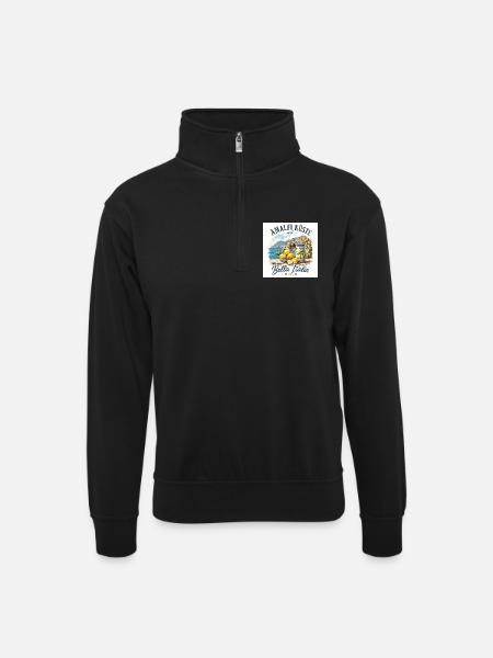 Amalfi - Unisex Pullover mit Zip-Kragen - Schwarz