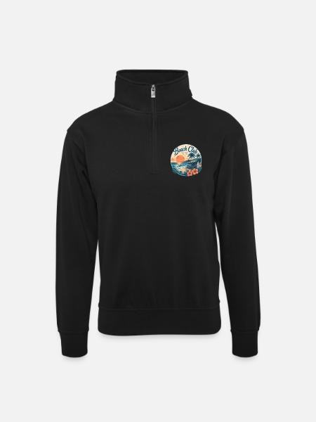 Sunset at Beach Club Retro - Unisex sweater with zip collar - black
