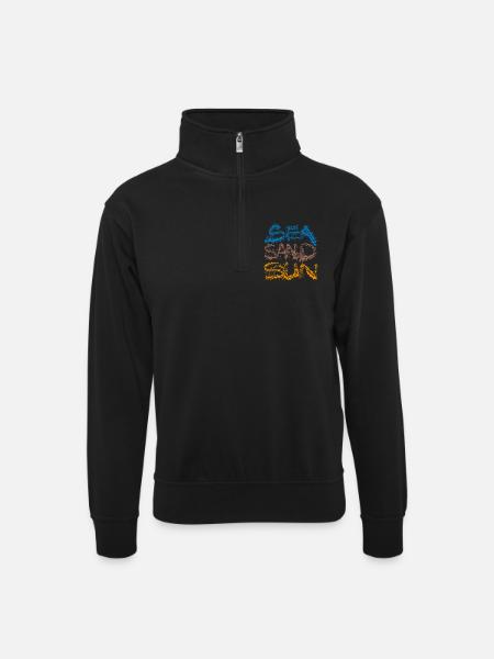 Sea Sand Sun  - Unisex Pullover mit Zip-Kragen - Schwarz