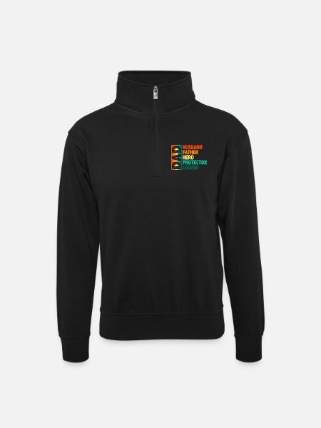 DAD: Held Beschützer Legende - Unisex Pullover mit Zip-Kragen - Schwarz