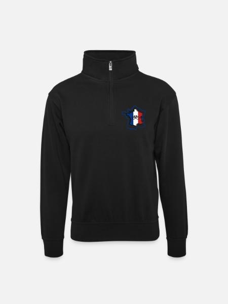 Frankreich Radfahren – Fahrrad Fahrer Design - Unisex Pullover mit Zip-Kragen - Schwarz