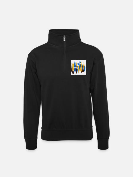 Battements Urbains Bleu Miel - Sweat col montant zippé unisexe - noir