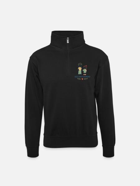 Geschwisterkind Geschwisterliebe - Unisex Pullover mit Zip-Kragen - Schwarz