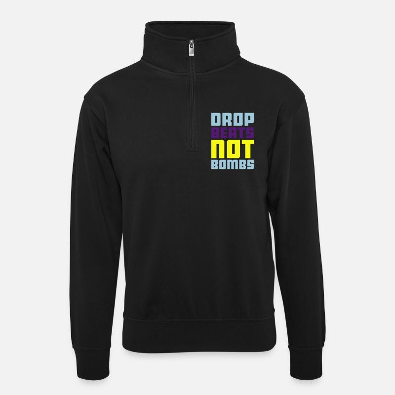 drop beats not bombs - Unisex sweater with zip collar - black