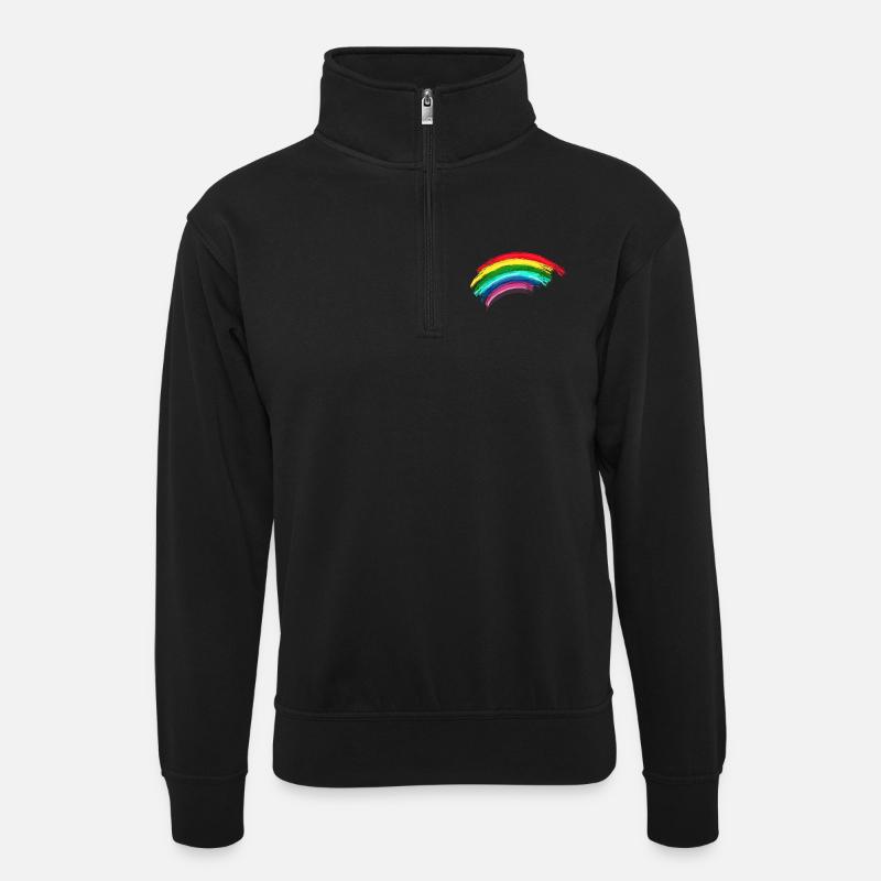 Rainbow Regenbogen Hope - Unisex Pullover mit Zip-Kragen - Schwarz