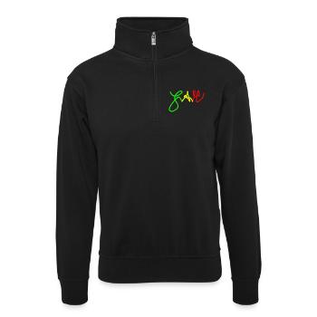 Jah en Trio couleurs Rouge Or Vert - Sweat col montant zippé unisexe - noir - Devant