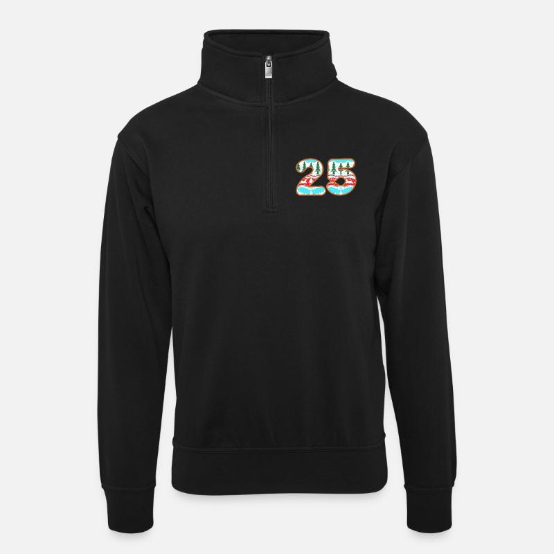 25. Dezember, Hässlicher Pullover, Weihnachten, Frohe Weihnachten - Unisex Pullover mit Zip-Kragen - Schwarz
