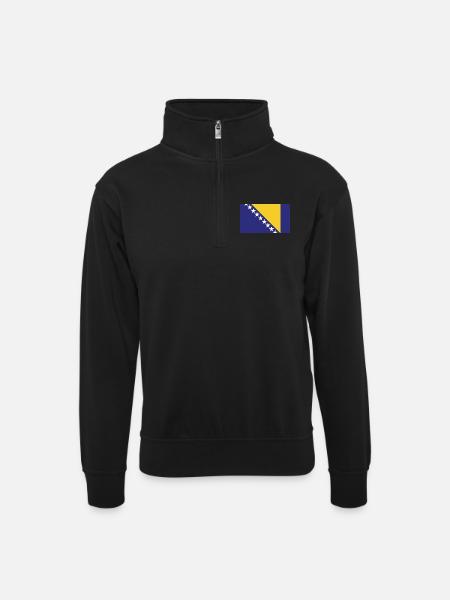 Drapeau H de Bosnie - Sweat col montant zippé unisexe - noir