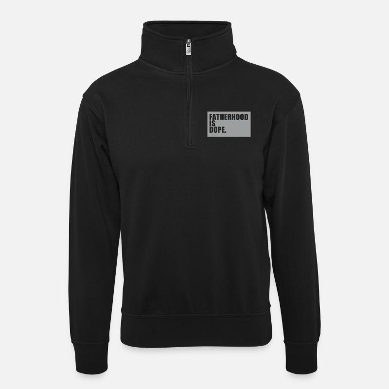 Fatherhood - Unisex Pullover mit Zip-Kragen - Schwarz