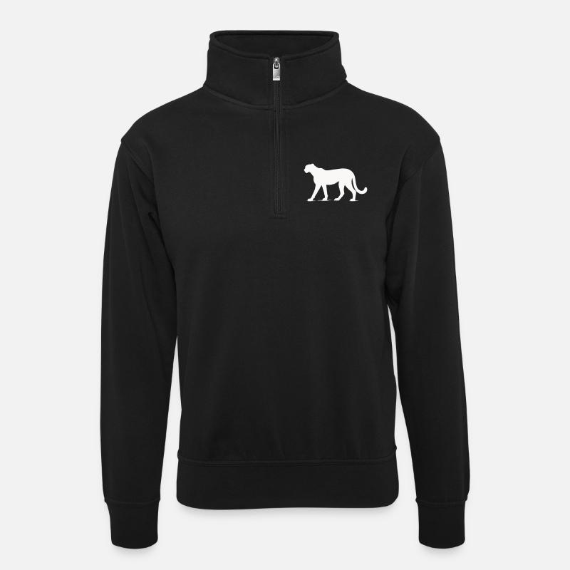 Guépard - Sweat col montant zippé unisexe - noir