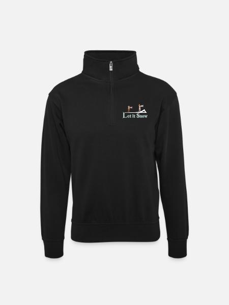 Let It Snow Winter Illustration - Unisex Pullover mit Zip-Kragen - Schwarz