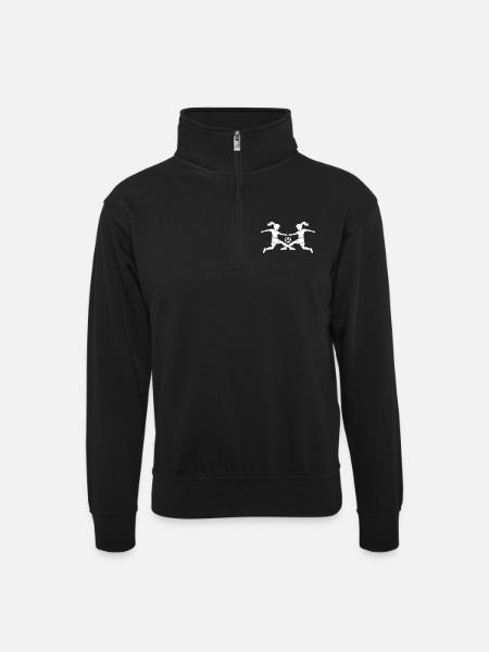 Fussball Mädels Team Logo - Unisex Pullover mit Zip-Kragen - Schwarz
