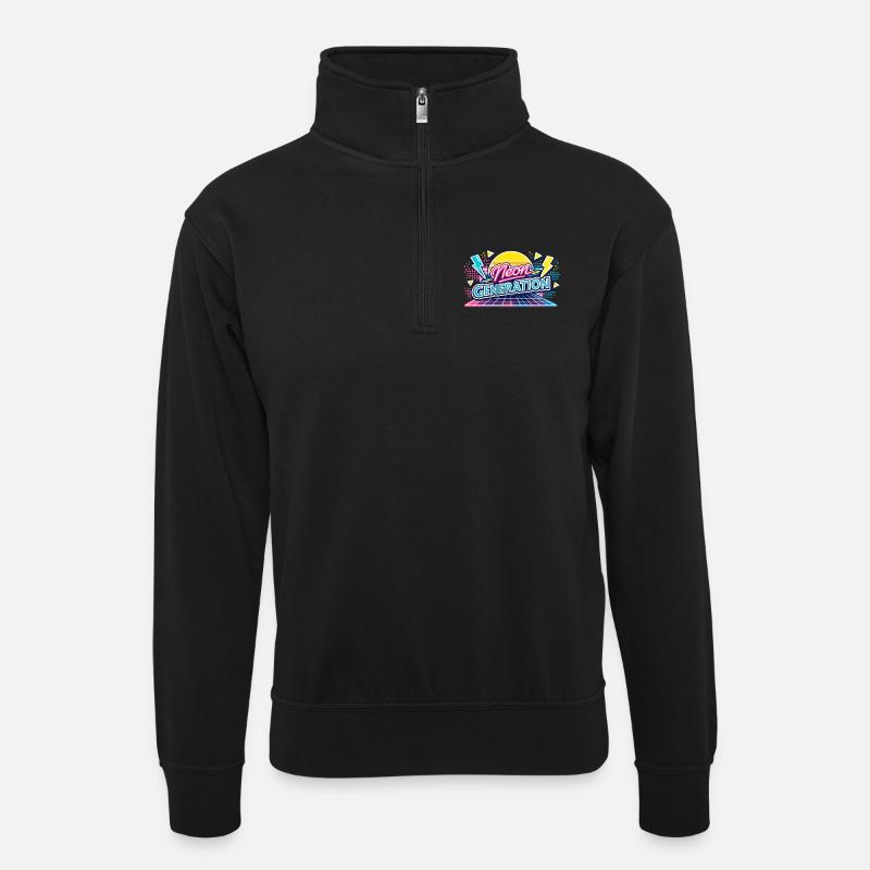 Neon Generation Retro Vibe - Unisex sweater with zip collar - black