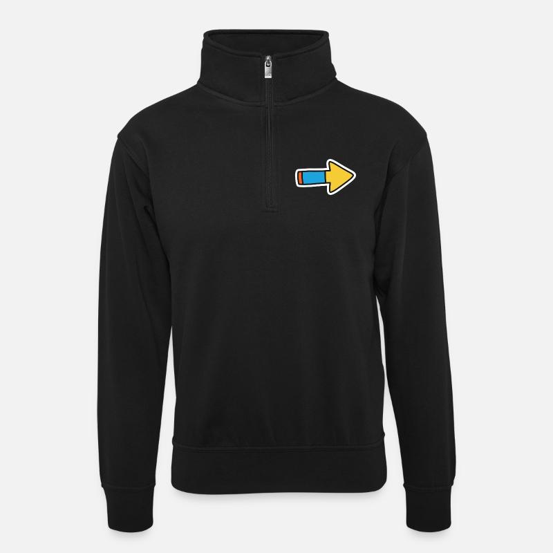 Comic Pfeil Richtung Rechts - Unisex Pullover mit Zip-Kragen - Schwarz