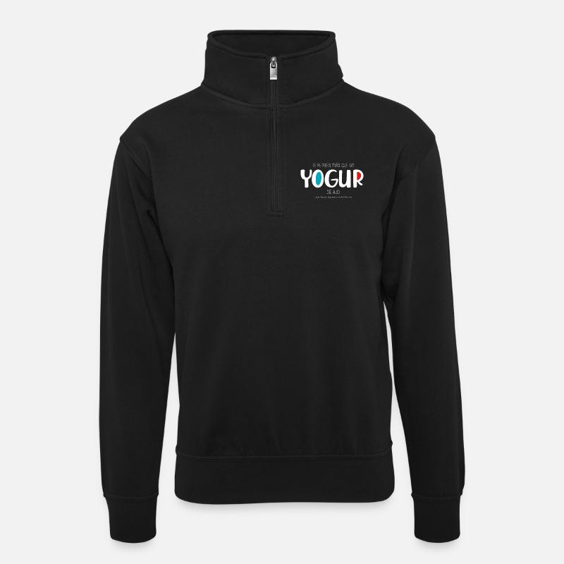 Knoblauchjoghurt (dunkel) - Unisex Pullover mit Zip-Kragen - Schwarz