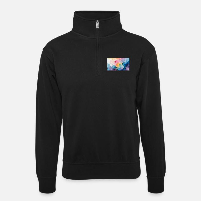 Aquarellfarben Explosion Kunst Design - Unisex Pullover mit Zip-Kragen - Schwarz