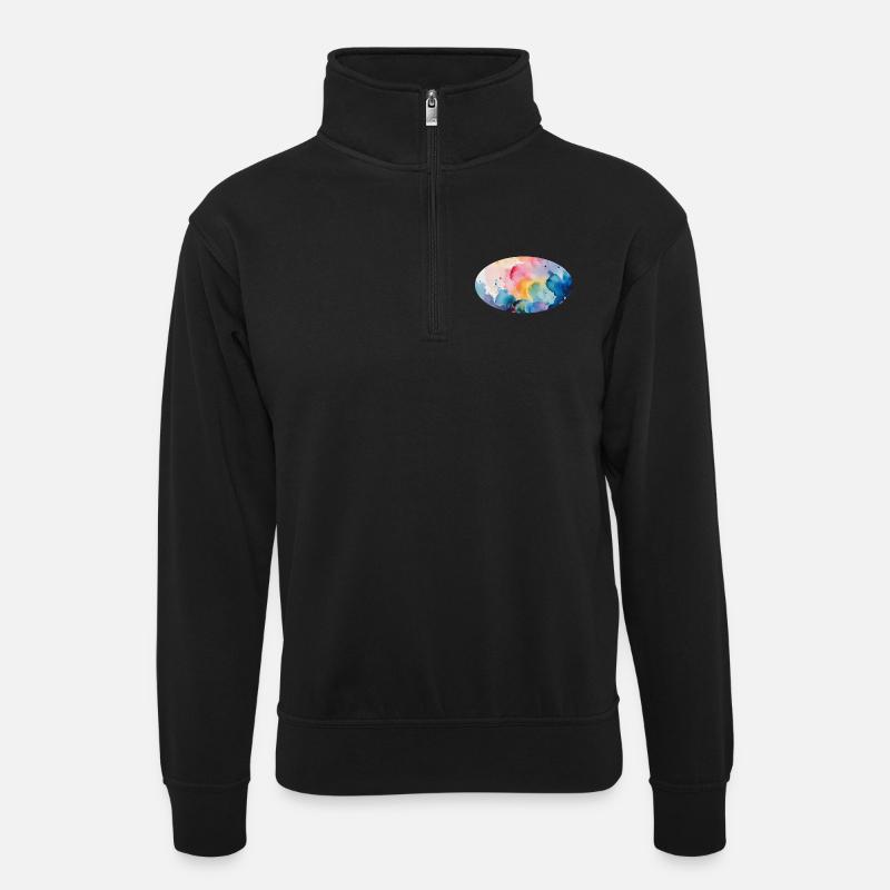 Aquarellfarben Farbexplosion auf Leinwand - Unisex Pullover mit Zip-Kragen - Schwarz