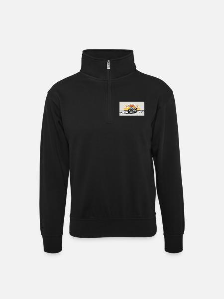 Motorcycle Freedom Sunset Design - Unisex sweater with zip collar - black