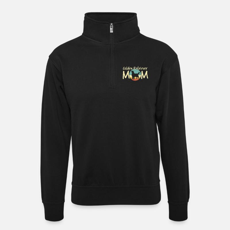 Golden Retriever Mutter Illustration - Unisex Pullover mit Zip-Kragen - Schwarz