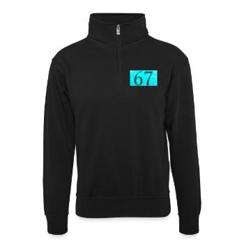 67_Blue - Unisex sweater with zip collar - black - Front