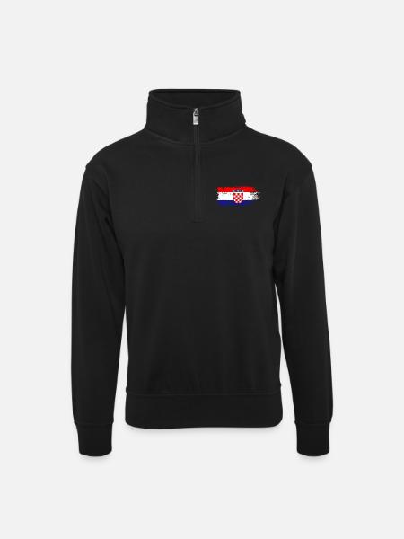 Drapeau de la Croatie - Sweat col montant zippé unisexe - noir