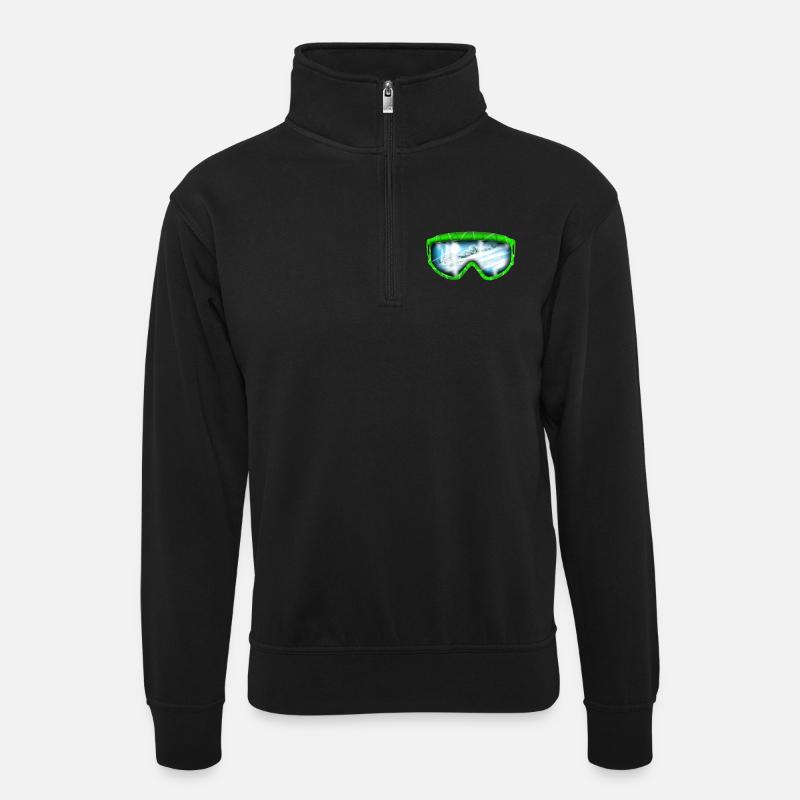 Gletscherblick Neon Goggle Design - Unisex Pullover mit Zip-Kragen - Schwarz