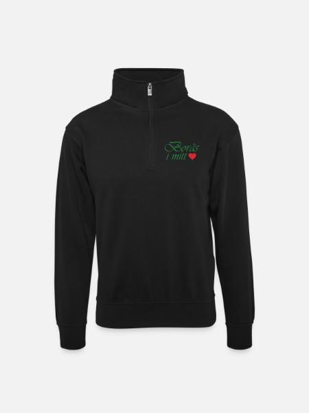 Borås in my heart - Unisex sweater with zip collar - black
