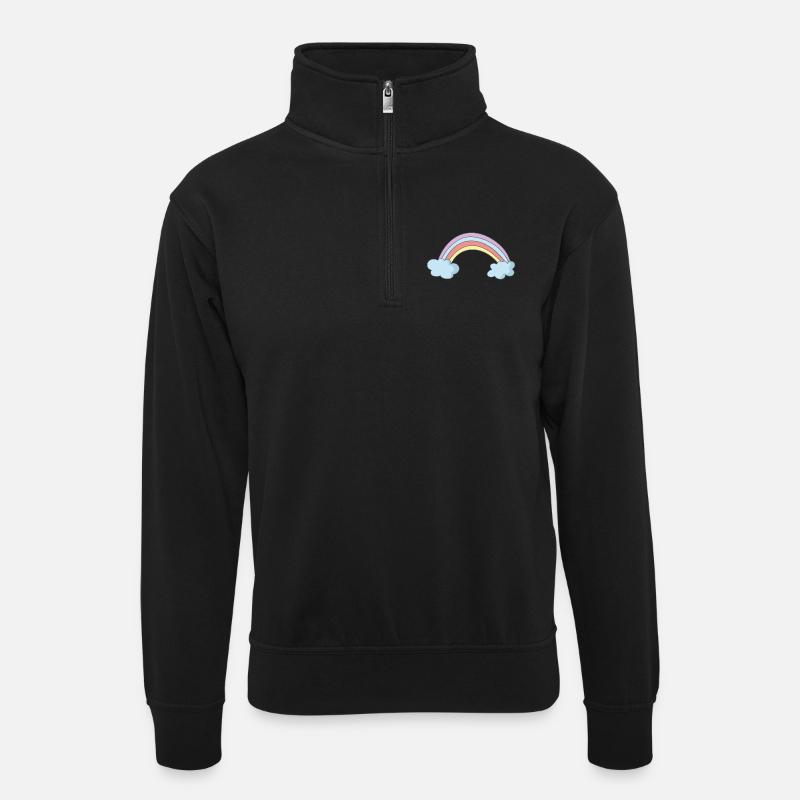 Arc-en-ciel - Sweat col montant zippé unisexe - noir
